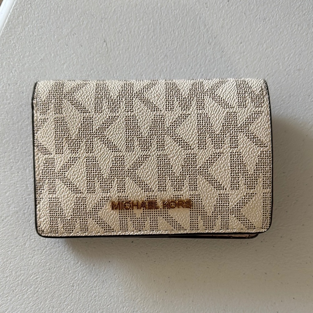 Michael Kors Cream Wallet with Iconic MK Monogram